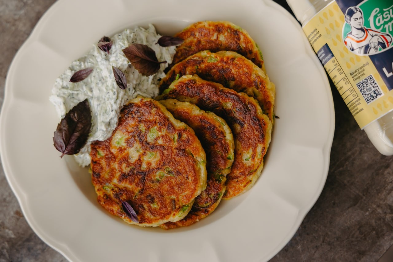 Zucchini Pancakes with Tzatziki Sauce